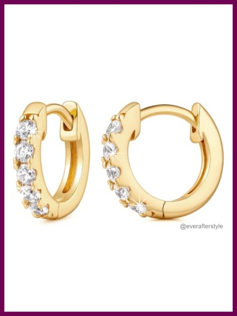 14k Gold Hoop Earrings for Women Sparkling CZ Half Shine
